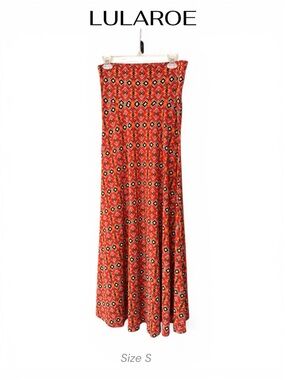 LuLaRoe Orange Geometric Maxi Skirt